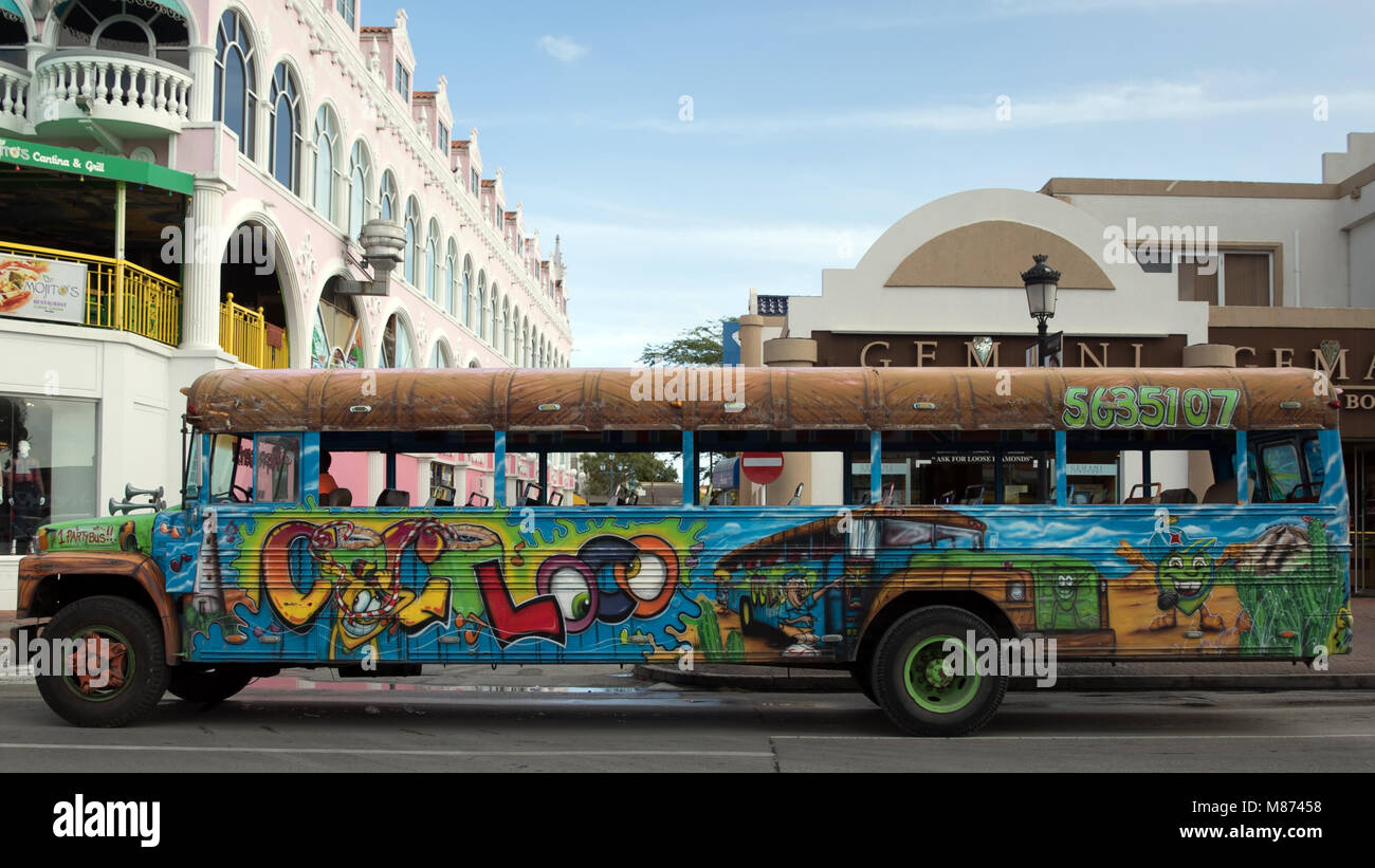 Coco Loco tourist bus in Aruba Stock Photo Alamy