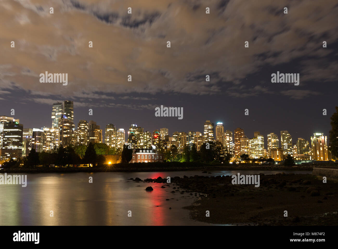 Vancouver at night viewed from the Stanley Park Stock Photo - Alamy