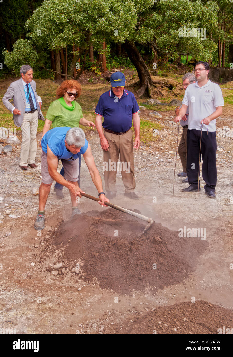 Cooking in hot spring Fumarolas da Lagoa das Furnas, Sao Miguel Island