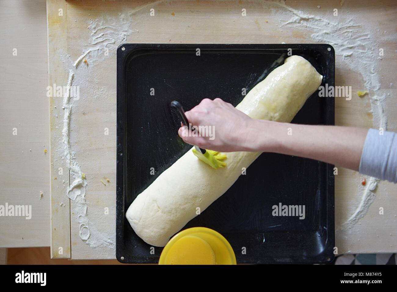 baking yeast cake with cocoa filling 12 baked cake Stock Photo Alamy
