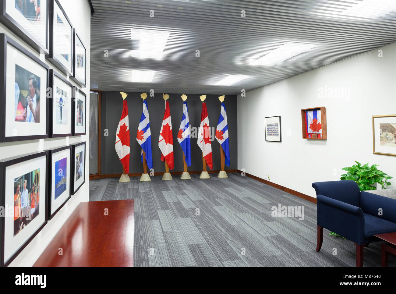 The reception area of the Mayor's Office in Toronto's New City Hall. Toronto, Ontario, Canada. Stock Photo