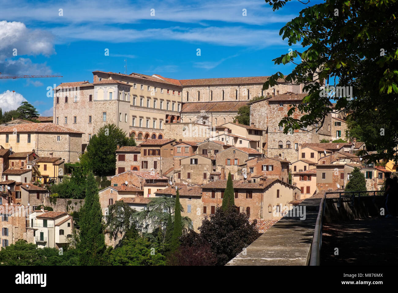 TODI PERUGIA UMBRIA ITALY BASILICA AND TOWN IN SUMMER SUNSHINE Stock