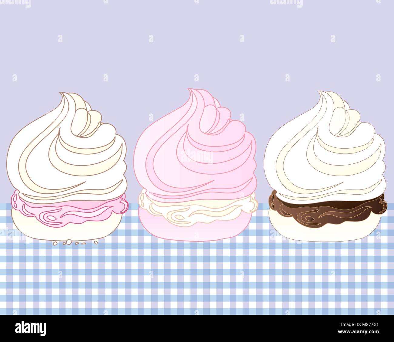 a vector illustration in eps 10 format of three sweet meringue desserts ...