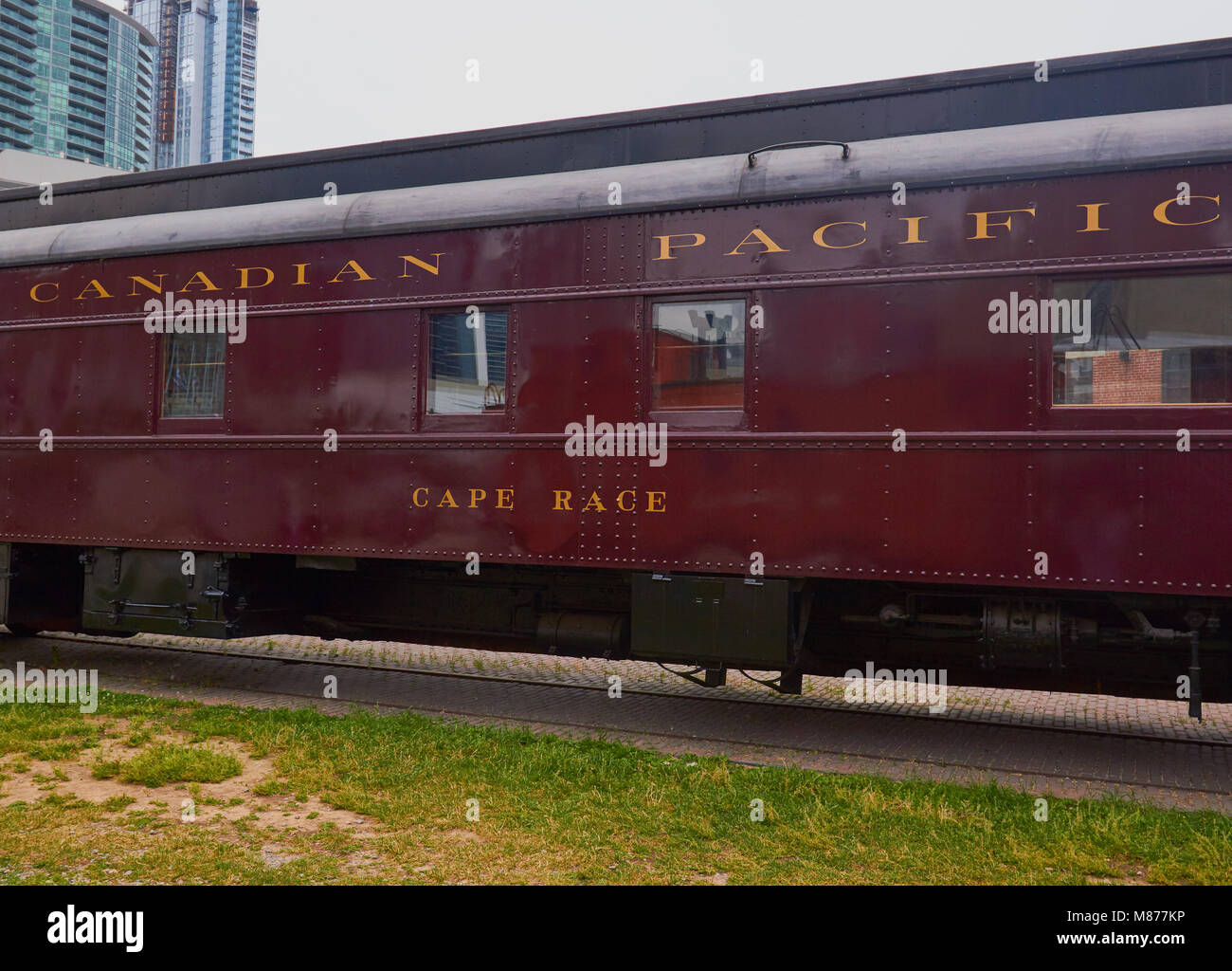 Canadian Pacific Cape Race train carriage, Toronto Railway Museum, John Street Roundhouse, downtown Toronto, Ontario, Canada. Stock Photo