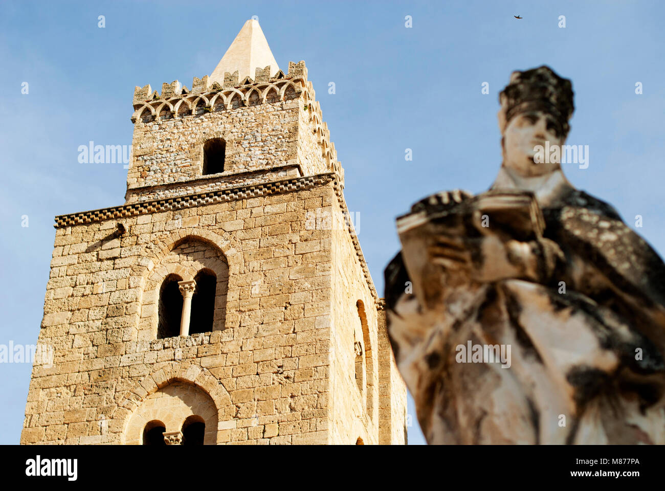 Statue of Cathedral, Cefalù Stock Photo