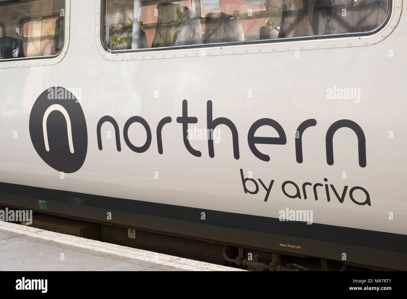 Logo of train operating company Northern, owned by Arriva Rail North, north east England, UK Stock Photo