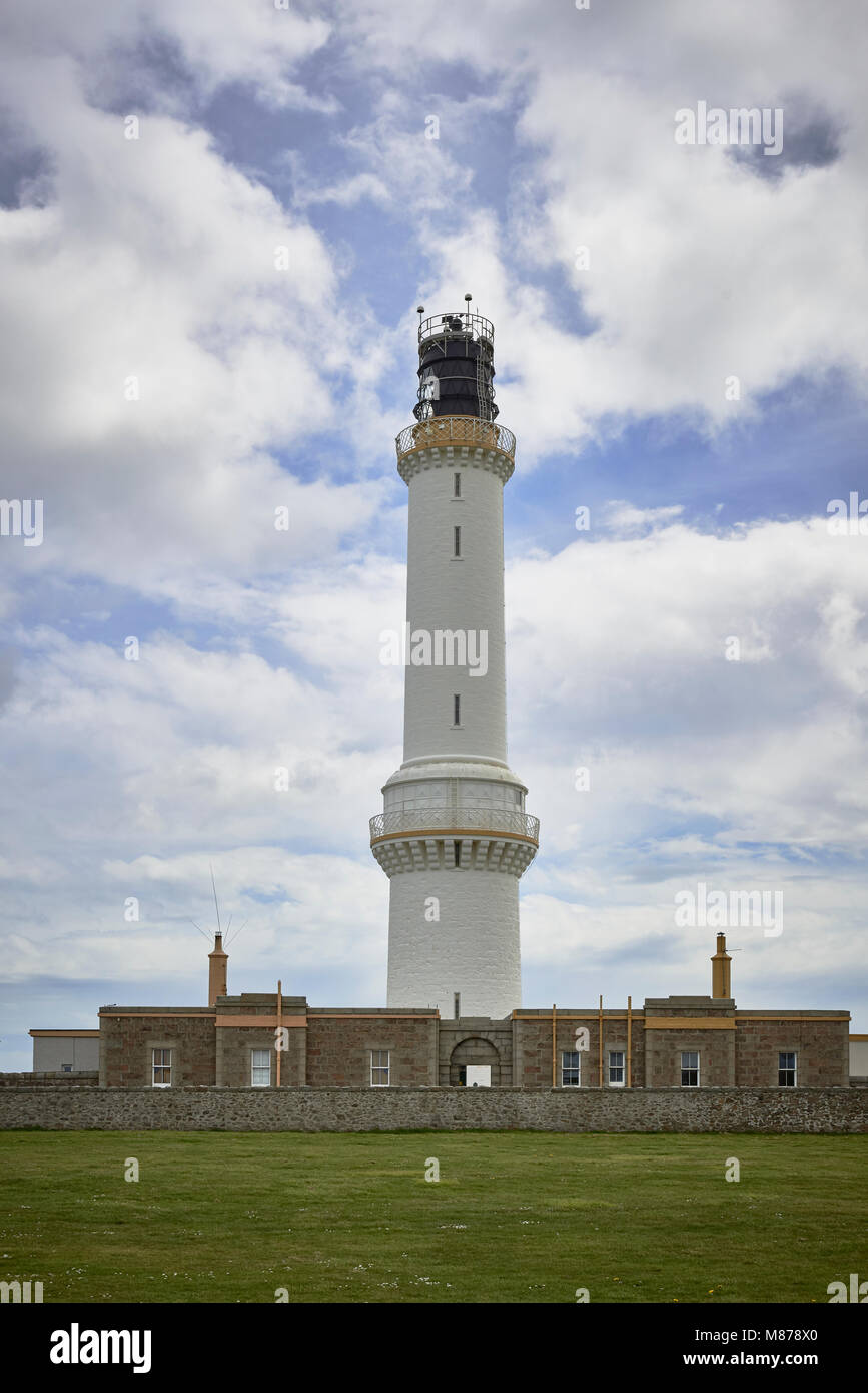 Girdle Ness Lighthouse just south of Aberdeen Harbour off the North east Coast of Scotland. Stock Photo