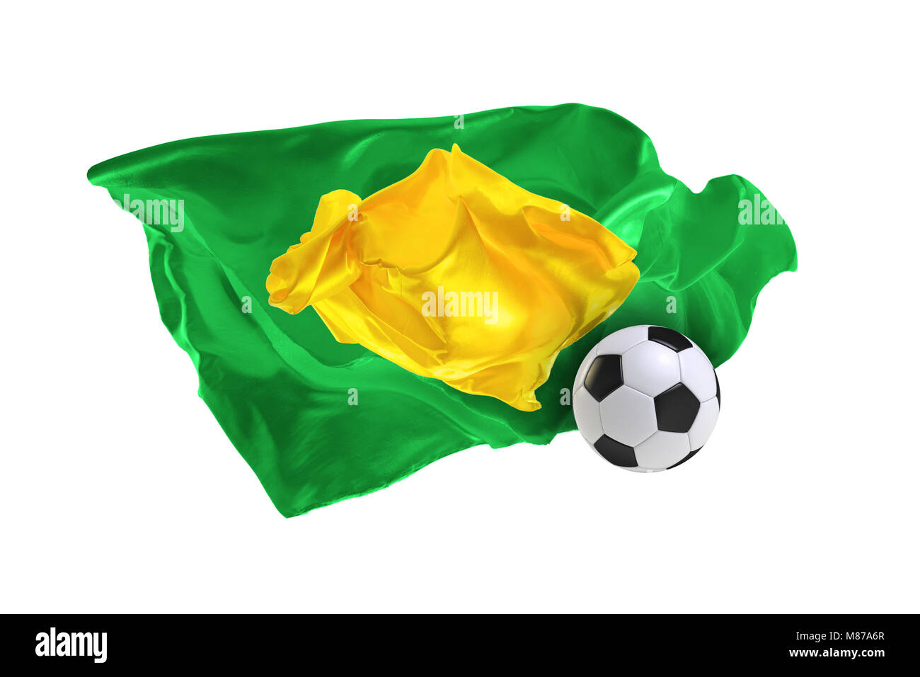 The national flag of Brasil. World Cup. Russia 2018 Stock Photo