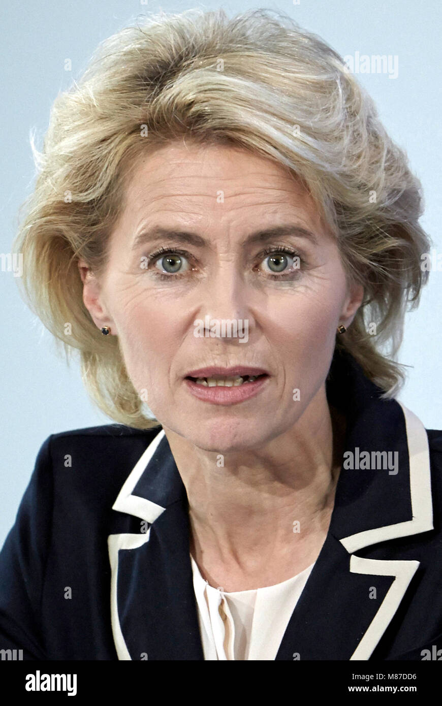 Ursula von der Leyen - 08.10.1958: German politician of the CDU and the Federal Minister of Defence since December 2013. Stock Photo