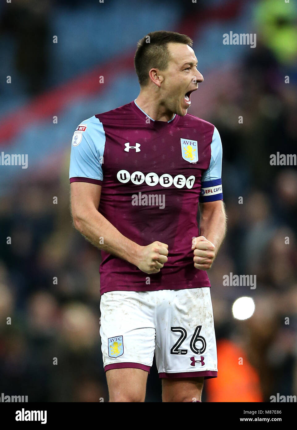 Aston Villa's John Terry celebrates after the final whistle Stock Photo