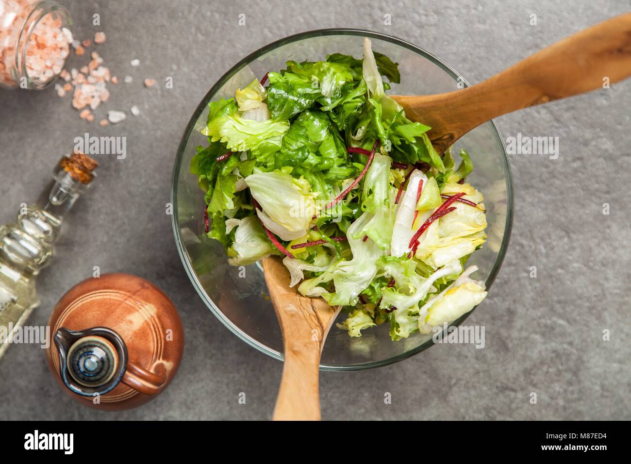 Bowl of green salad top view hi-res stock photography and images - Alamy