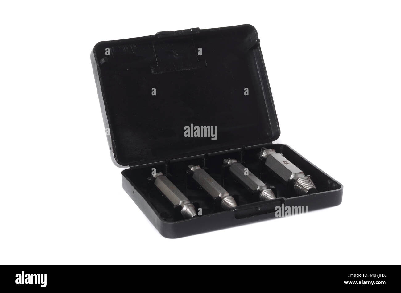 Screw Extractor Set in Black Plastic Box Stock Photo Alamy