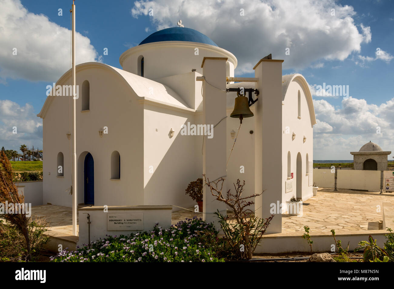 A Church by the sea, St Nicholas Church, Paphos, Cyprus Stock Photo