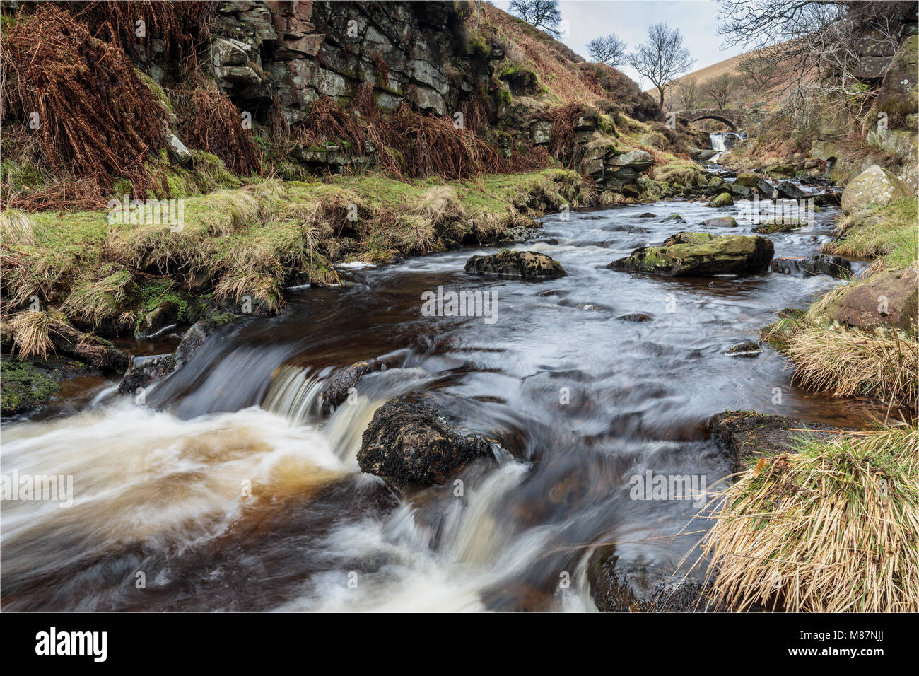 Three Shires Head, Peak District, England, UK. The point at which