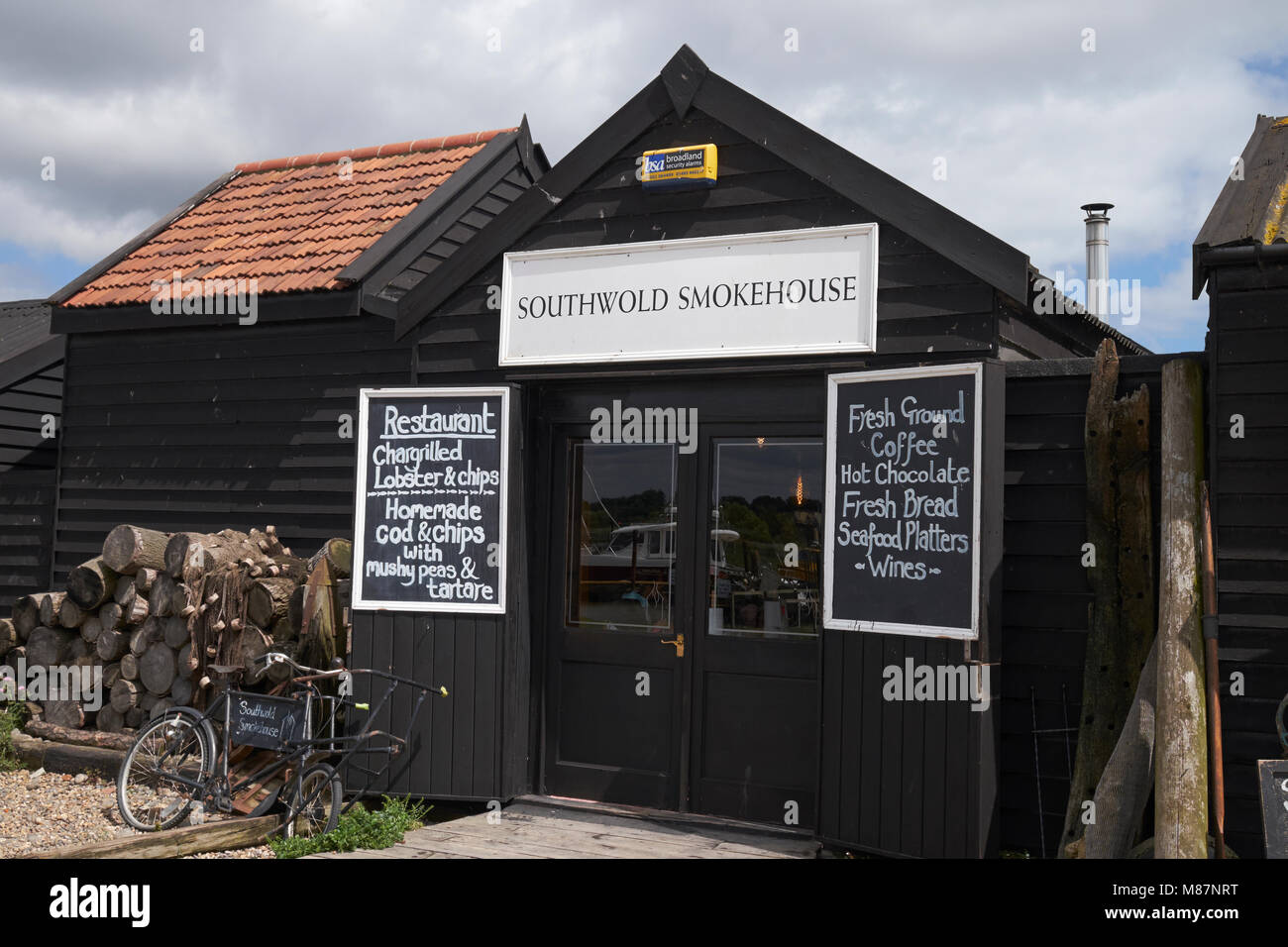 The Southwold Smokehouse fish restaurant, Southwold harbour, Suffolk, England. Stock Photo