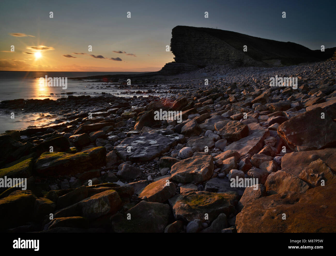 Nash Point at sunset Stock Photo