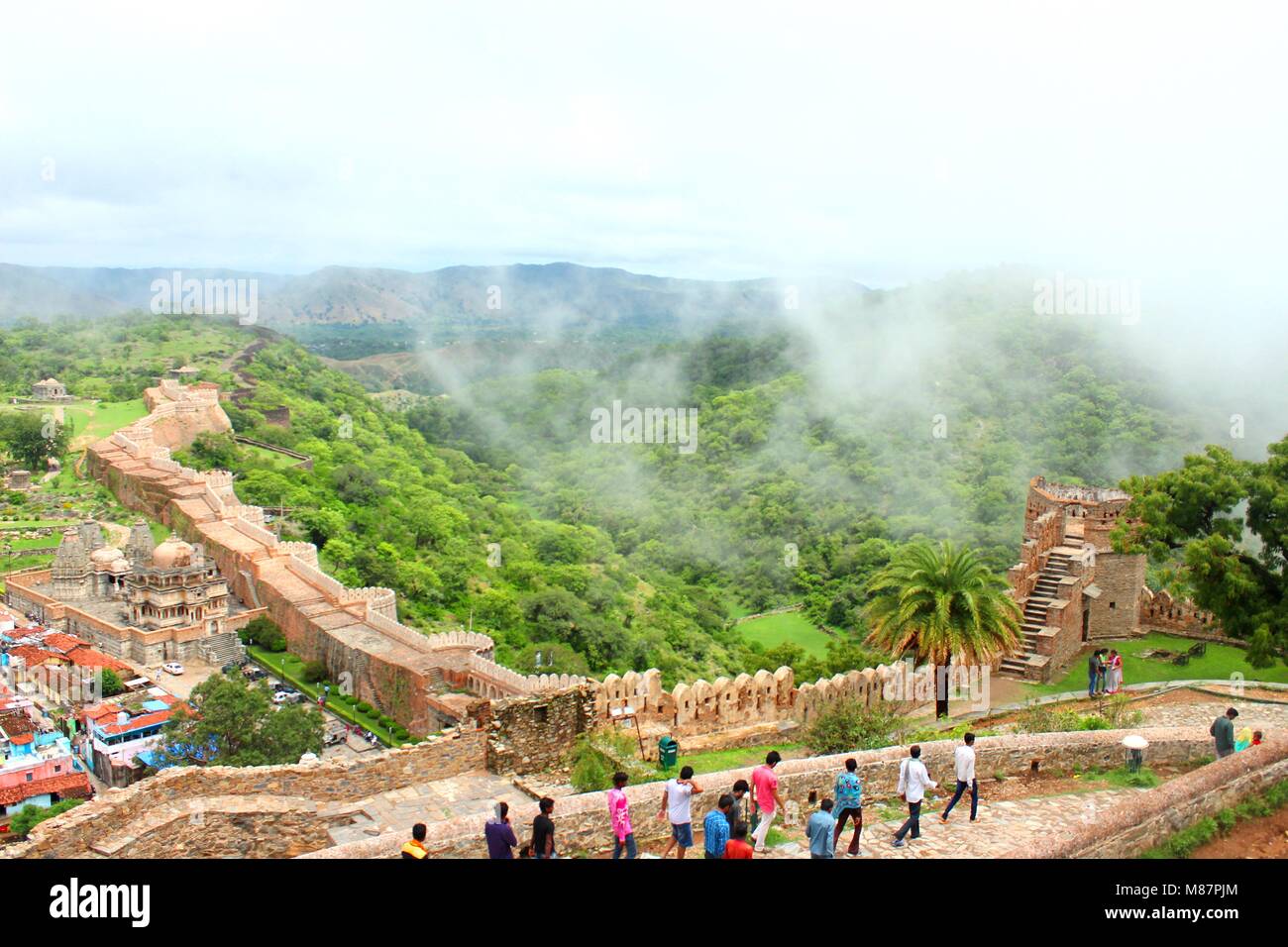 Birth Place of Mewars Legendary King, Maharana Pratap. Kumbhalgarh Fort, Great wall of India, Rainy Season, Rajasthan Tourism, Fort of Rajasthan , Stock Photo