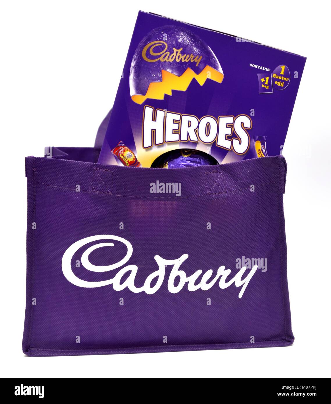 cadbury logo on a fabric bag with an easter egg Stock Photo - Alamy