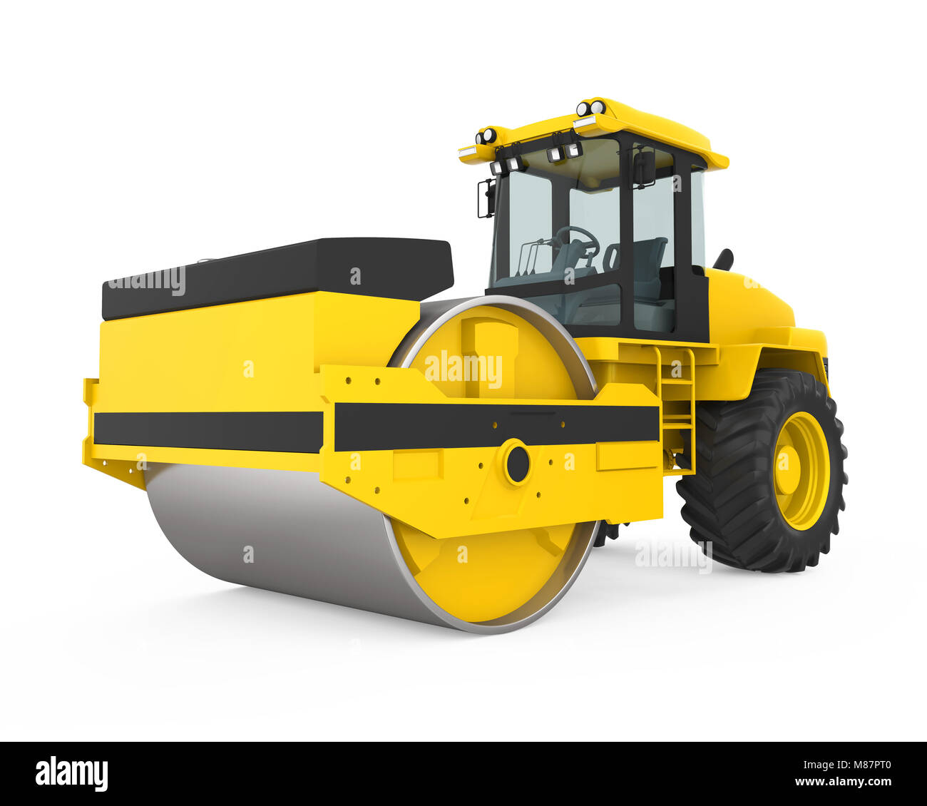 Yellow Road Roller Isolated Stock Photo - Alamy