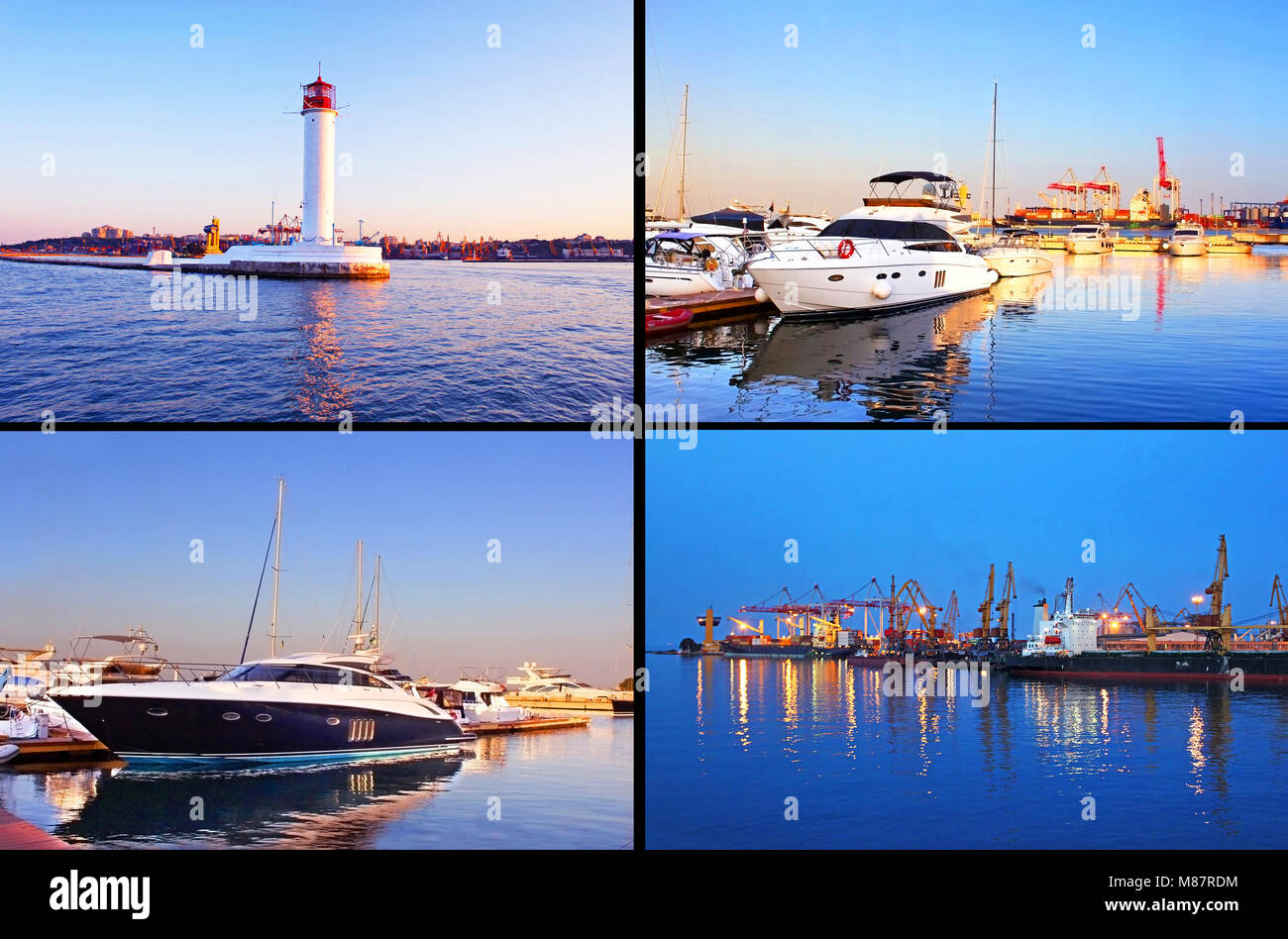 Odessa port in the evening, Ukraine Stock Photo
