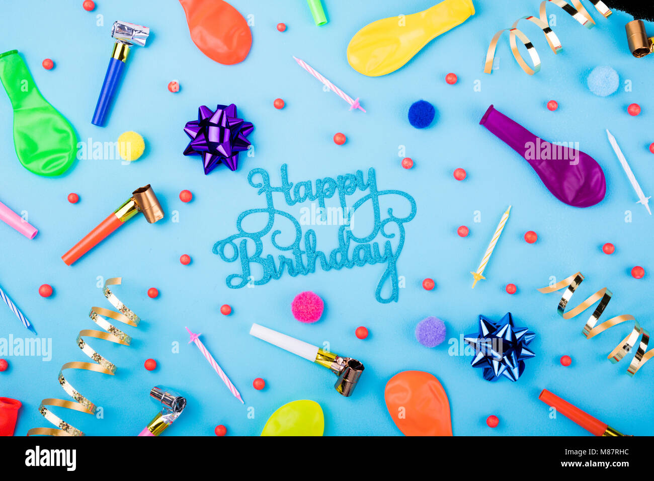 Happy Birthday Background Festive Candles Party Confetti