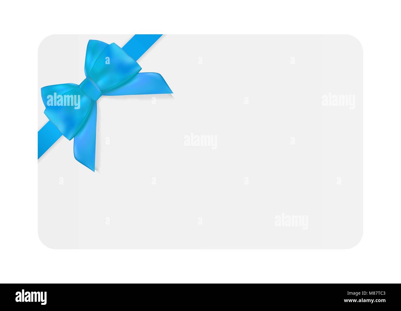 Blank Gift Card Template with Blue Bow and Ribbon. Vector Illustration ...