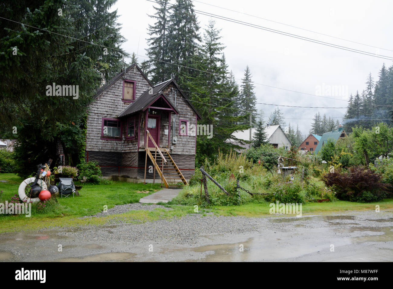 Residential homes in the small, isolated, town of Hyder, Alaska