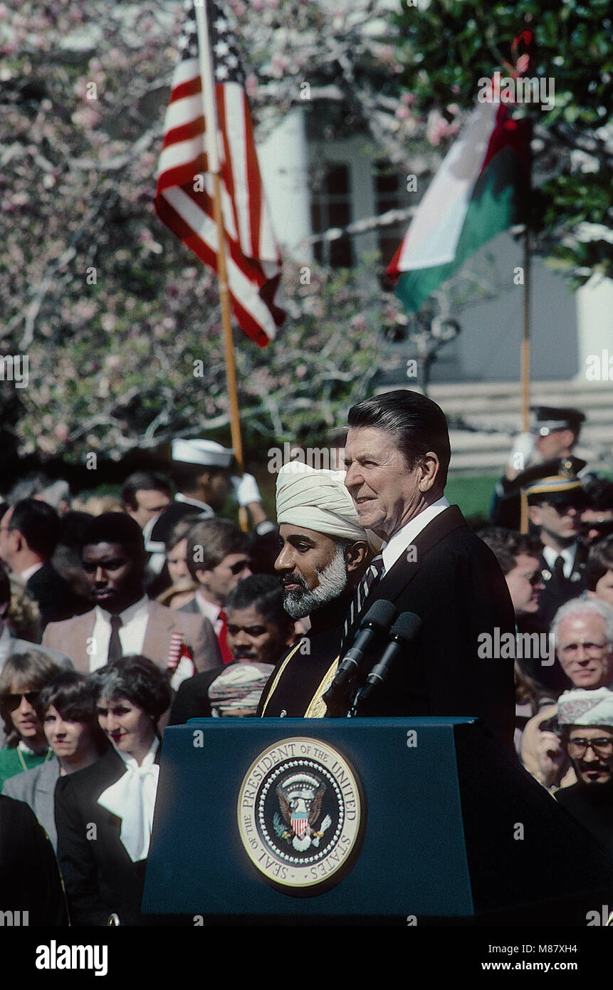 Washington, DC., USA, April 12, 1983 President Ronald Reagan hosts