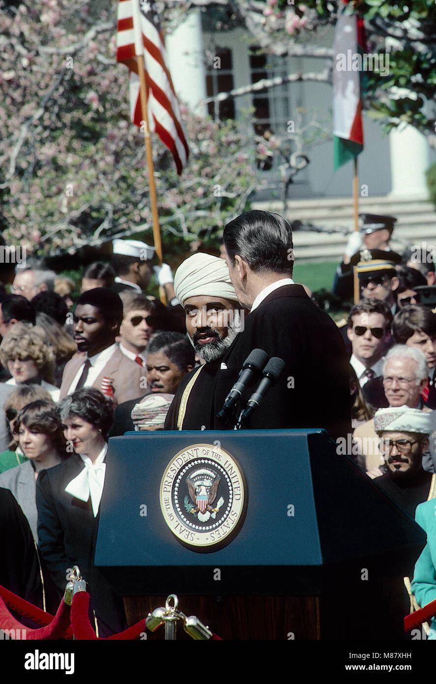 Washington, DC., USA, April 12, 1983 President Ronald Reagan hosts