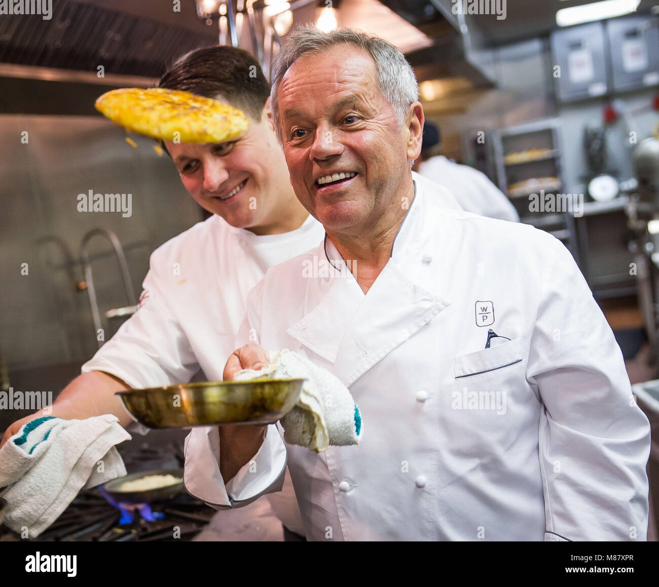LAS VEGAS, NV - December 11: Eric Klein, executive chef Spago Las Vegas and  Chef Wolfgang Puck pictured as Chef Wolfganag Puck celebrates 20th  Anniversary of Spago Las Vegas at The Forum