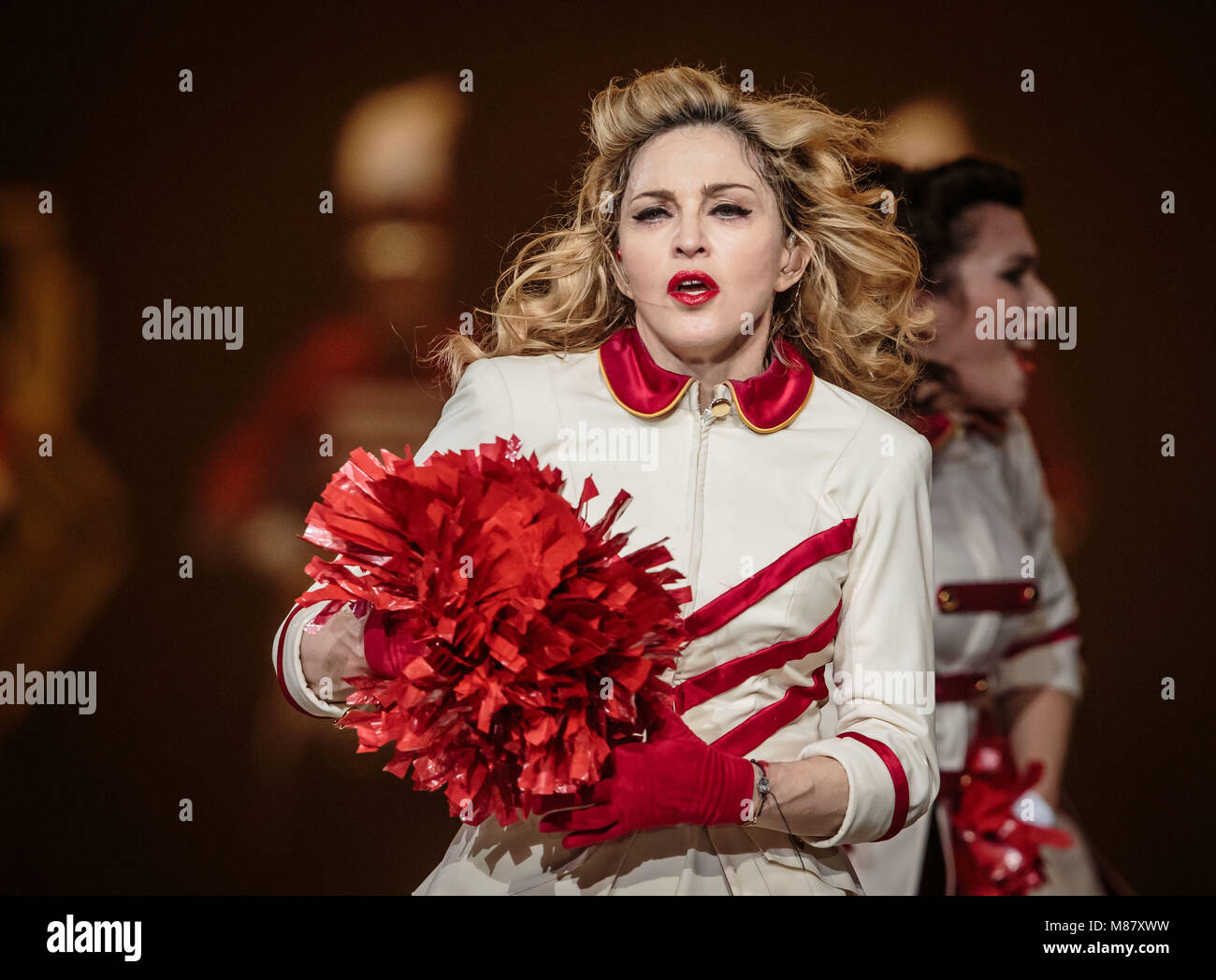 LAS VEGAS, NV - October 13: Madonna performs at MGM Grand Garden Arena on October 13, 2012 in Las Vegas, Nevada. © Kabik/MediaPunch. Stock Photo