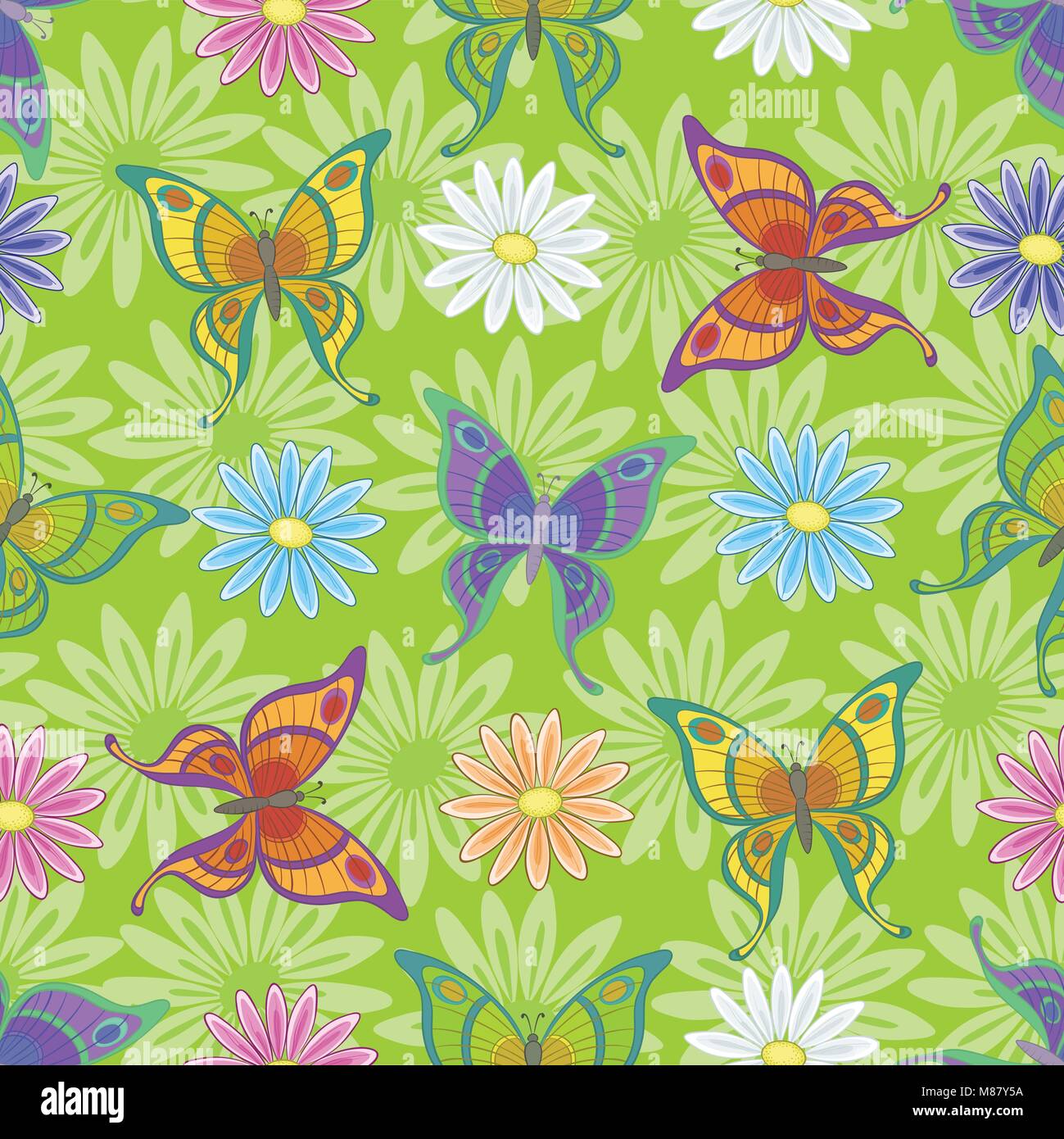 Seamless, flowers and butterflies Stock Vector Image & Art - Alamy