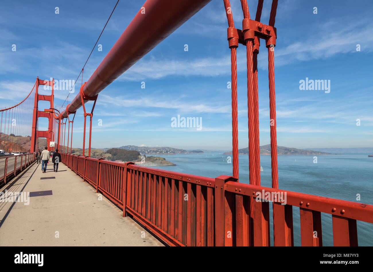 Golden Gate Bridge and the pedestrians, overlooking the San Francisco