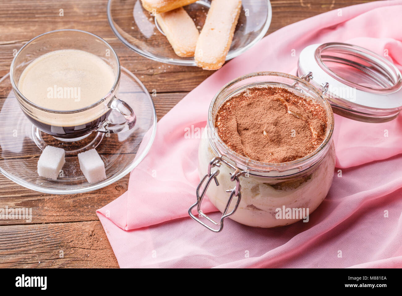 Tiramisu, ladies' fingers pastry , cup Stock Photo