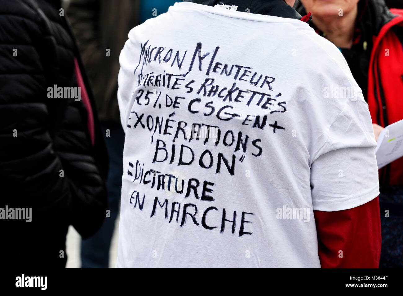 Montparnasse, Paris, France 15th of march 2018. Retirees workers protest against social security contributions increase on low pensions (CSG). Credit: Frédéric VIELCANET/Alamy Live News Stock Photo