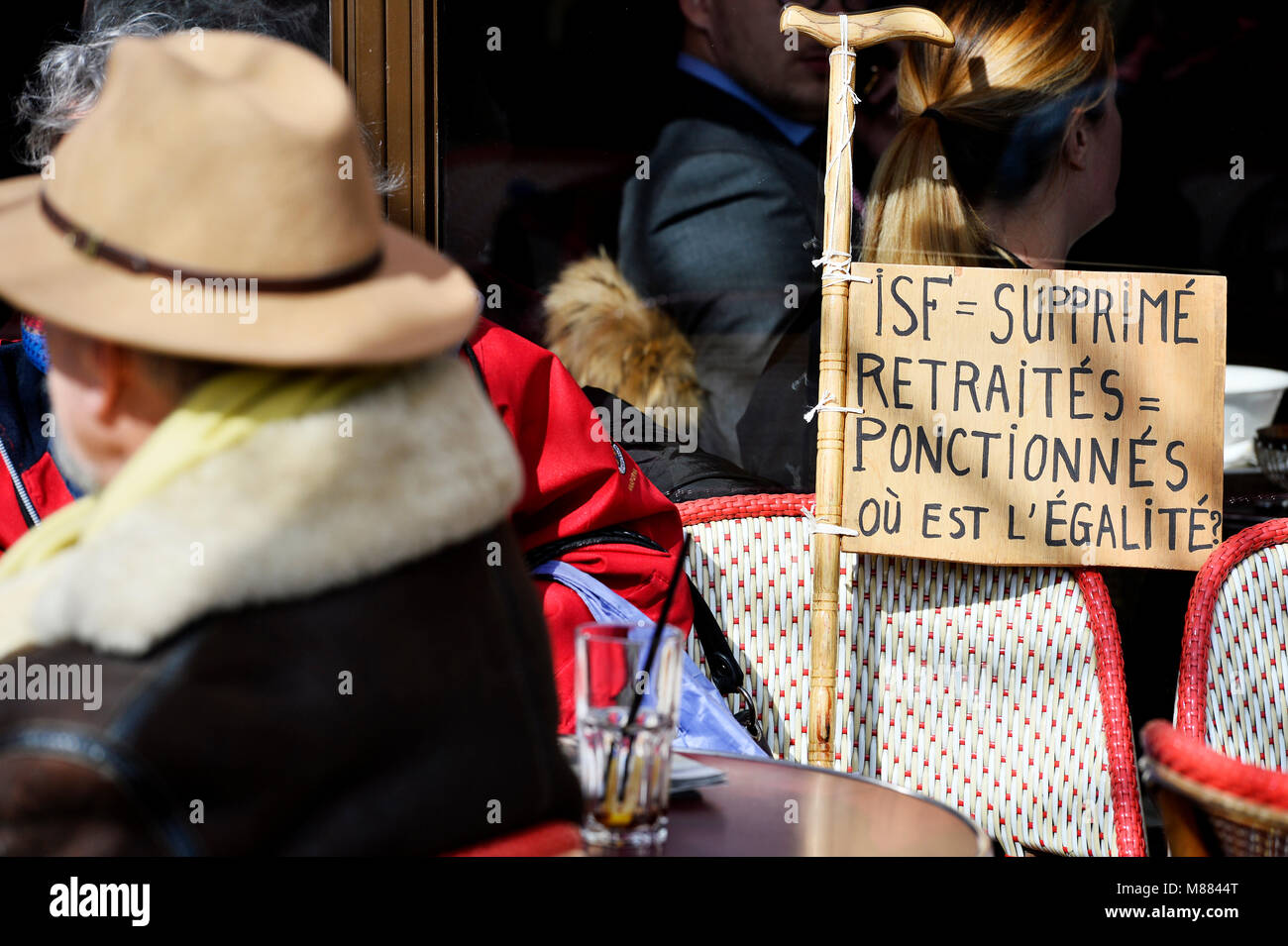 Montparnasse, Paris, France 15th of march 2018. Retirees workers protest against social security contributions increase on low pensions (CSG). Credit: Frédéric VIELCANET/Alamy Live News Stock Photo
