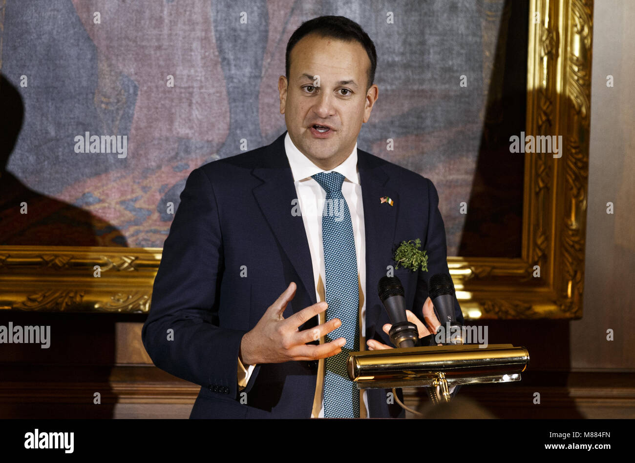 Washington, District of Columbia, USA. 15th Mar, 2018. Prime Minister of Ireland Leo Varadkar speaks at the Friends of Ireland luncheon hosted by United States Speaker of the House of Representatives Paul Ryan, Republican of Wisconsin, at the United States Capitol in Washington, DC on March 15, 2018. Credit: Alex Edelman/CNP Credit: Alex Edelman/CNP/ZUMA Wire/Alamy Live News Stock Photo