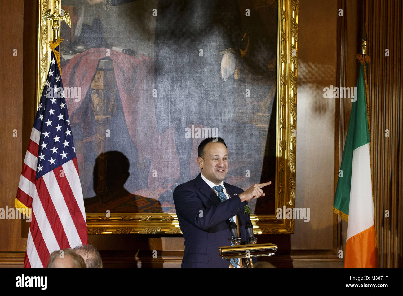Washington, District of Columbia, USA. 15th Mar, 2018. Prime Minister of Ireland Leo Varadkar speaks at the Friends of Ireland luncheon hosted by United States Speaker of the House of Representatives Paul Ryan, Republican of Wisconsin, at the United States Capitol in Washington, DC on March 15, 2018. Credit: Alex Edelman/CNP Credit: Alex Edelman/CNP/ZUMA Wire/Alamy Live News Stock Photo