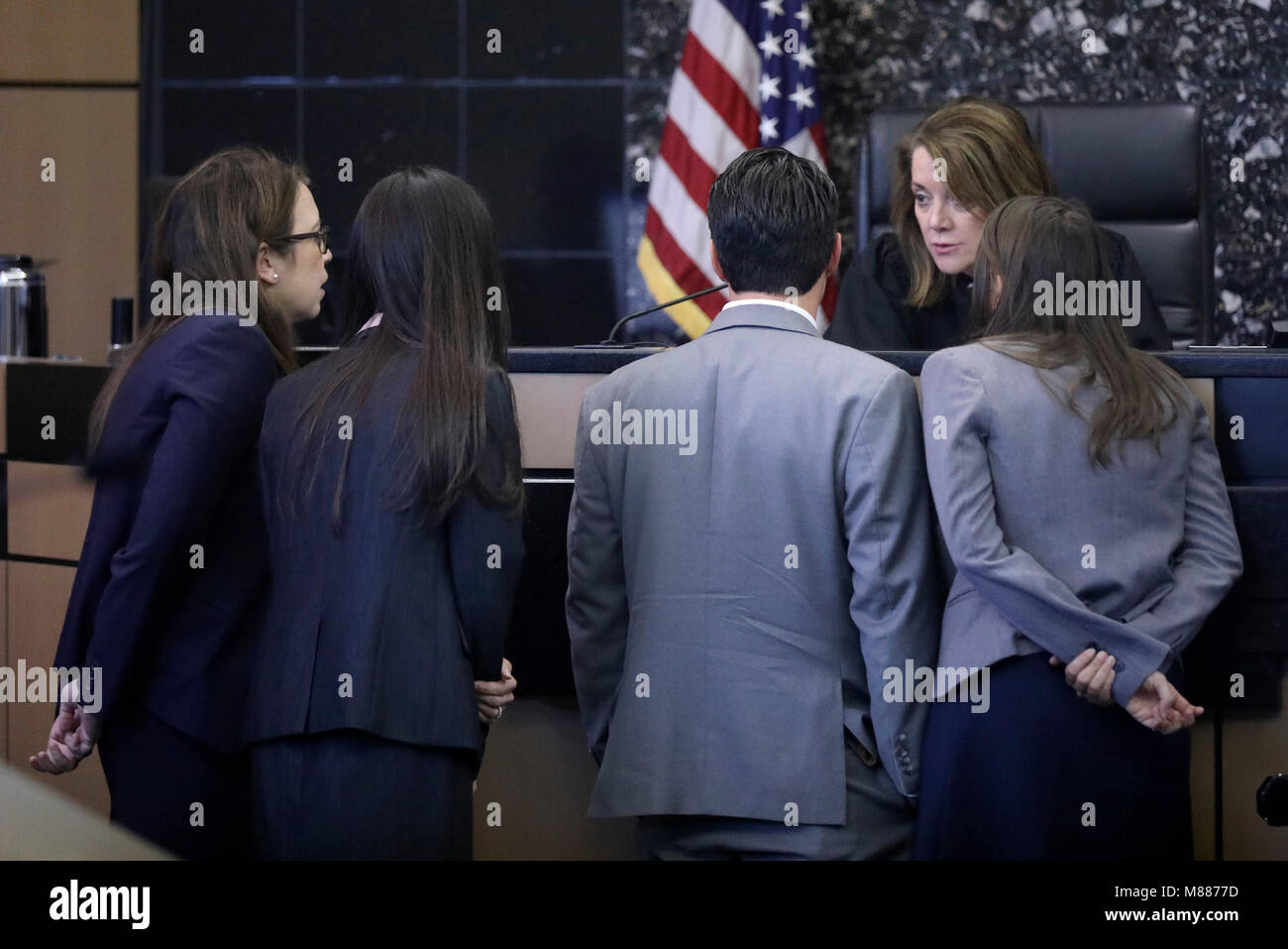 Florida, USA. 15th Mar, 2018. Judge Krista Marx confers with attorneys in the trial of Gary Kitchings Thursday, March 15, 2018. Credit: Bruce R. Bennett/The Palm Beach Post/ZUMA Wire/Alamy Live News Stock Photo