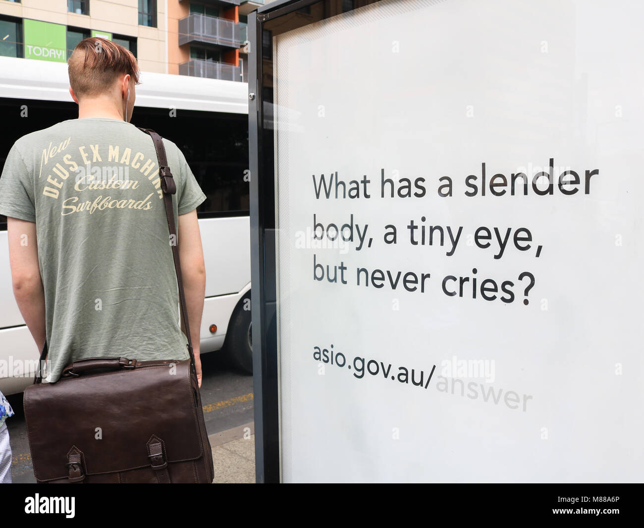Adelaide Australia 16th March 2018. A poster recruitment ad on a 