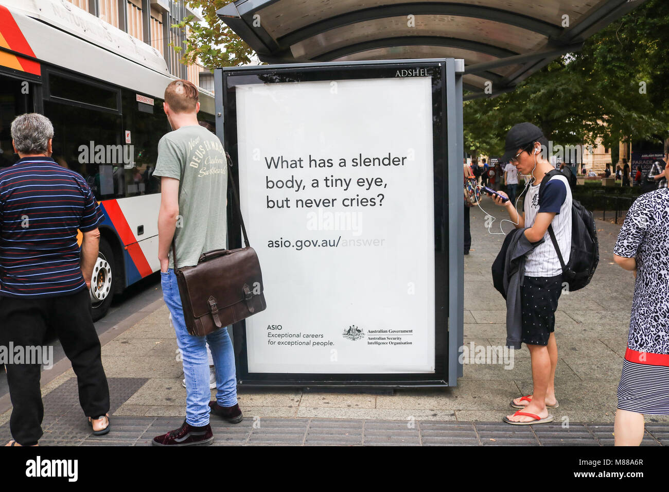 Adelaide Australia 16th March 2018. A poster recruitment ad on a bus