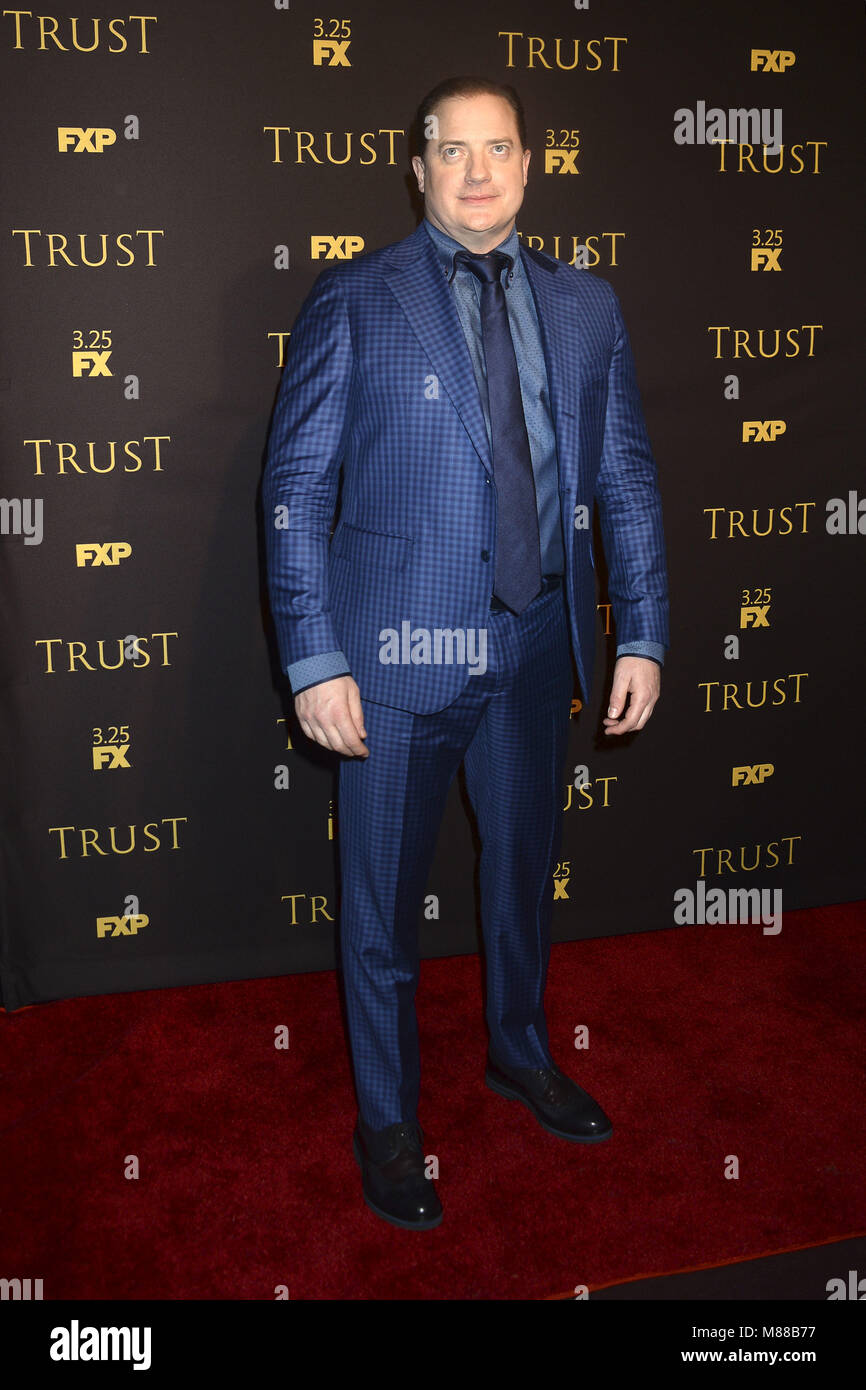 New York City. 14th Mar, 2018. Brendan Fraser attending the FX Networks' 'Trust' New York Screening at Florence Gould Hall on March 14, 2018 in New York City. | Verwendung weltweit/picture alliance Credit: dpa/Alamy Live News Stock Photo