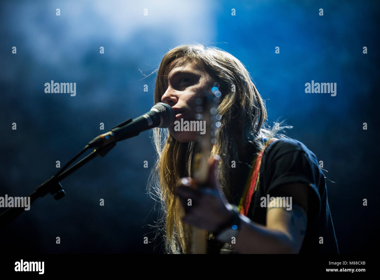 Brighton, East Sussex. 15th March 2018. American indie folk singer and guitarist Julien Baker performs live at the Brighton Dome in support of Belle and Sebastian. The concert follows Belle and Sebastian’s release of a trio of EPs under the name ‘How to Solve Our Human Problems’. Both artists are signed to Matador Records. Credit: Francesca Moore/Alamy Live News Stock Photo