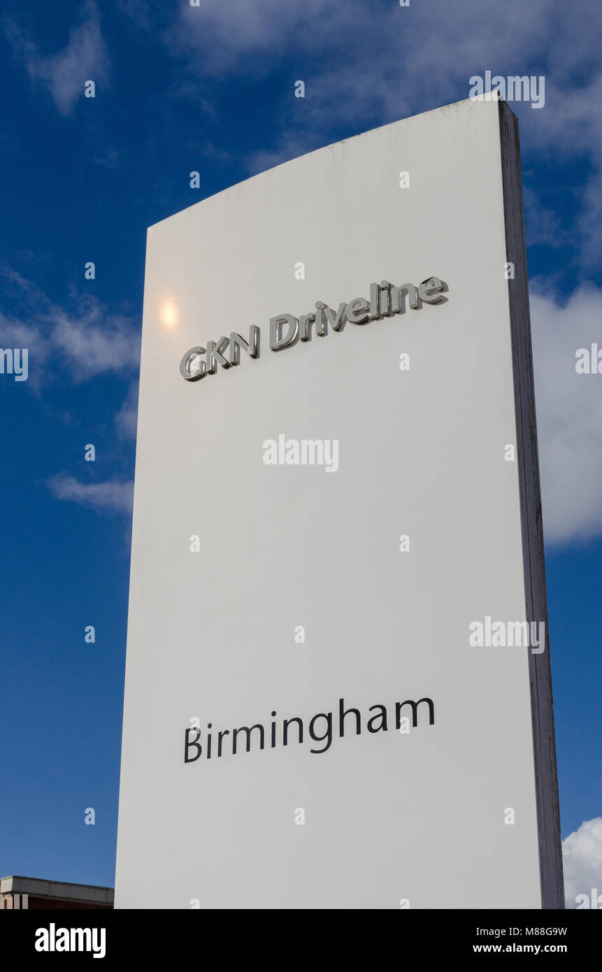 Gkn Driveline Birmingham Sign At Entrance To Birmingham Factory In