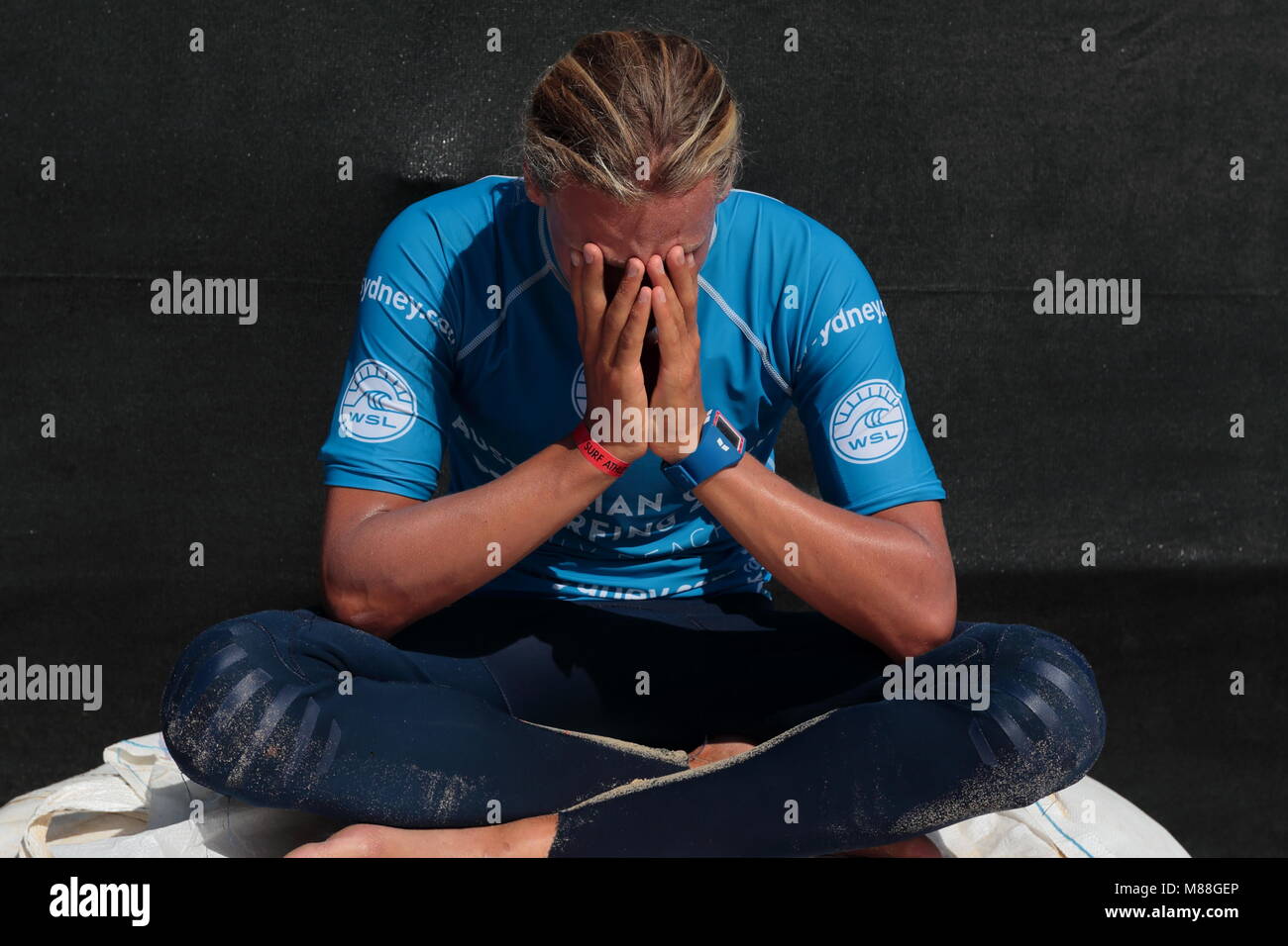 Australia, Sydney. 02nd, Mar 2016. Lliam Mortensen from Australia to concentrate before round, during a qualification session, day three, round 2, hea Stock Photo
