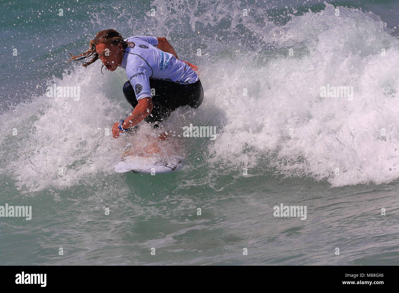 Australia, Sydney. 02nd, Mar 2016. Lliam Mortensen from Australia surfing during a qualification session, day three, round 2, heat 18, of the Australi Stock Photo