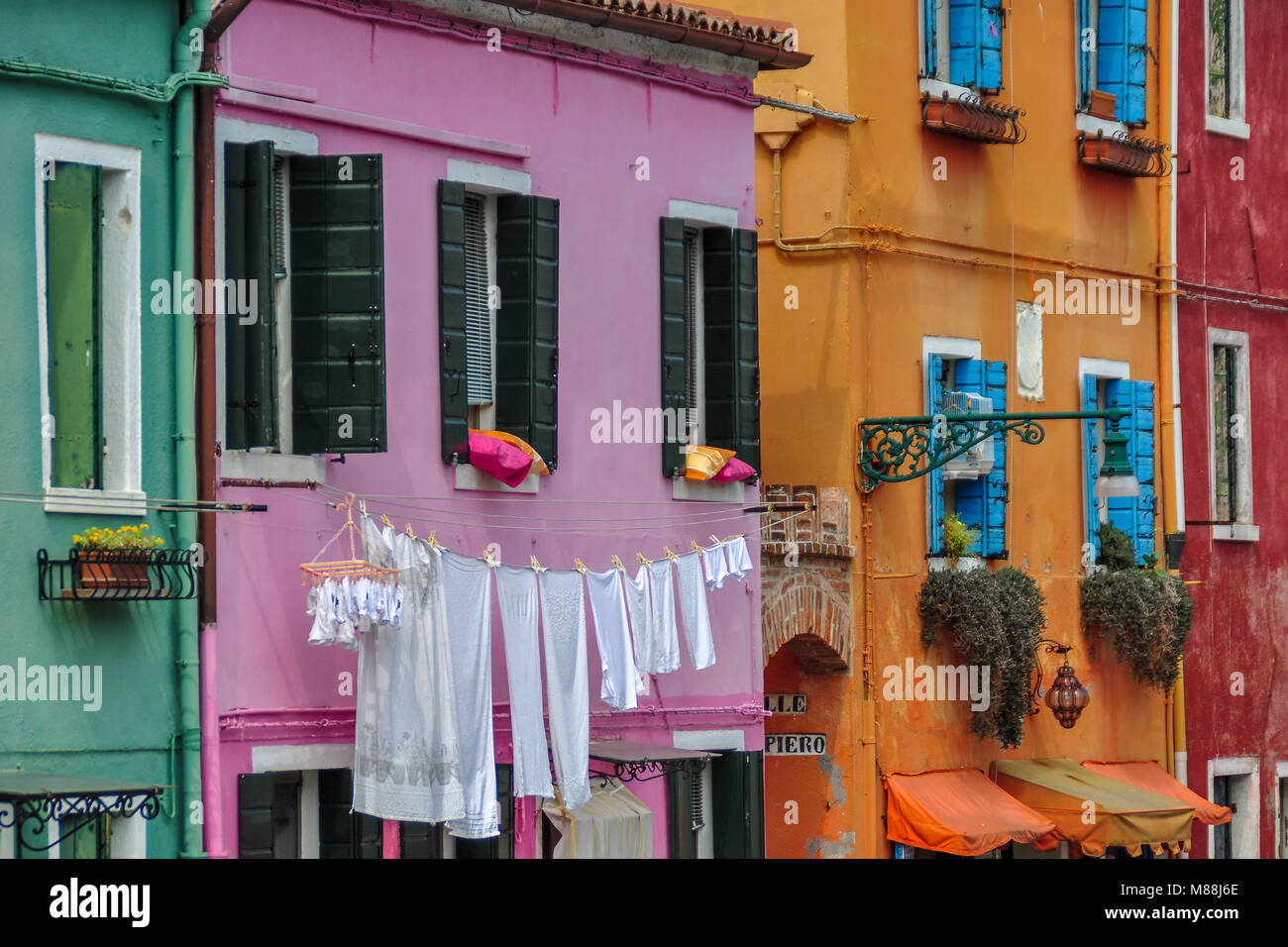 Die Bunten Häuser von Burano Stock Photo