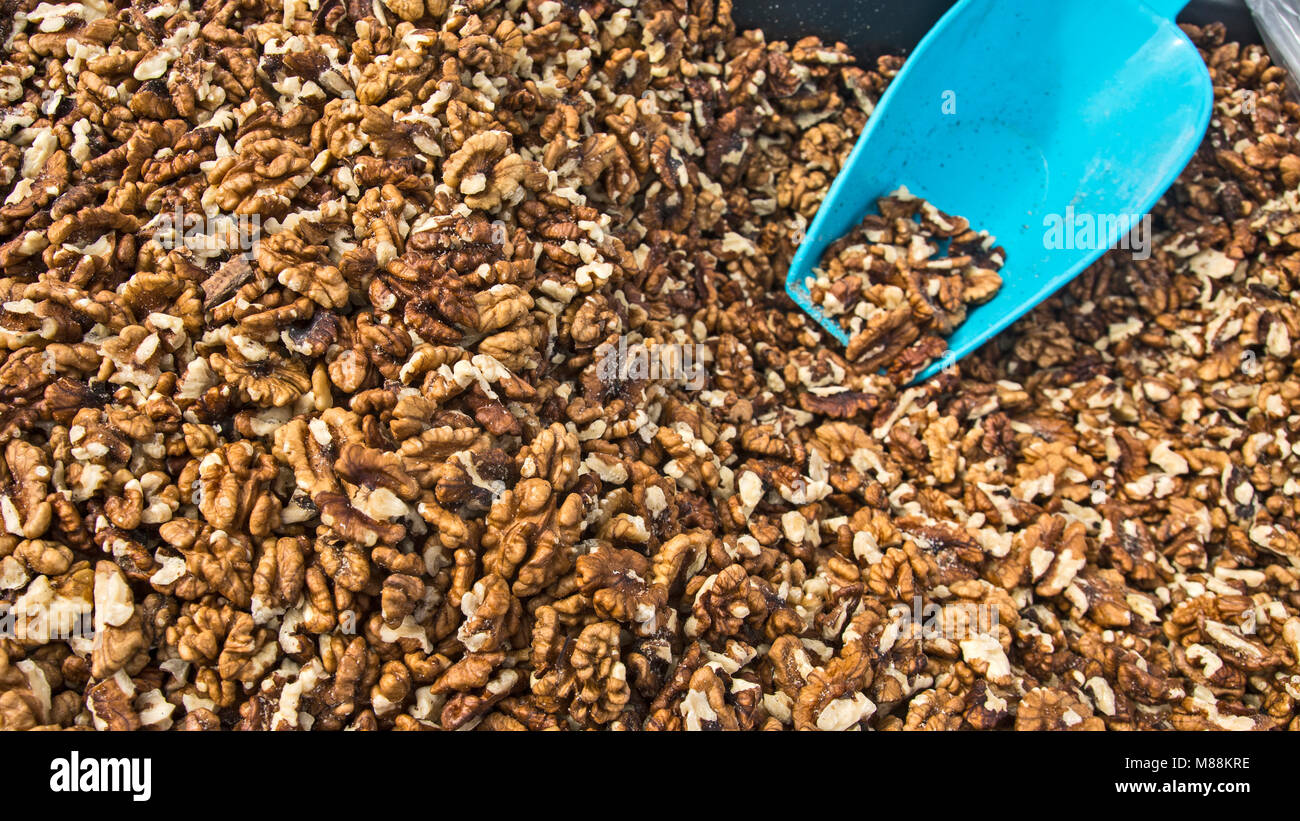 Walnuts are healthy and tasty for eating and cookies for sale. Stock Photo