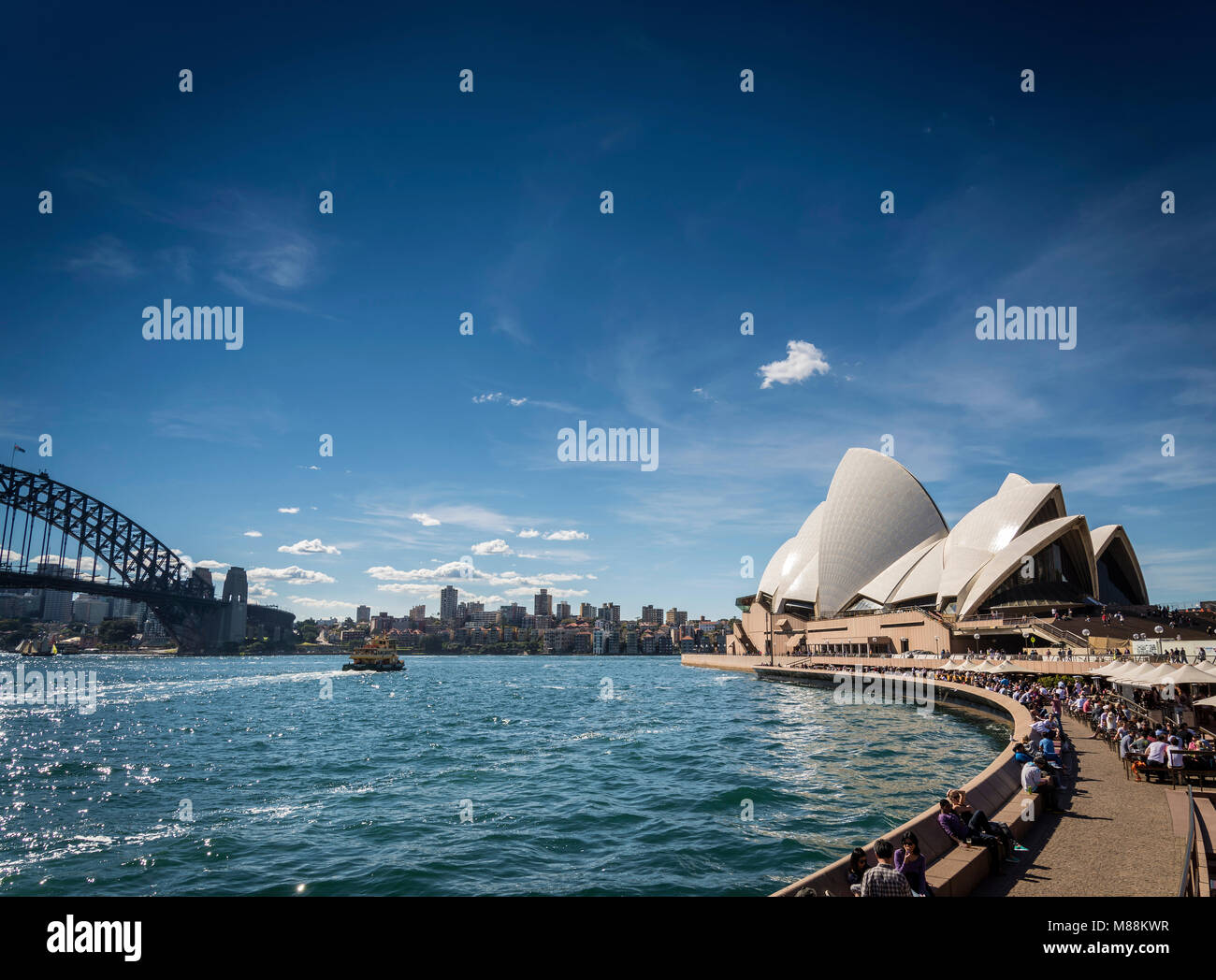 sydney opera house and harbour promenade outdoor cafes in australia on ...