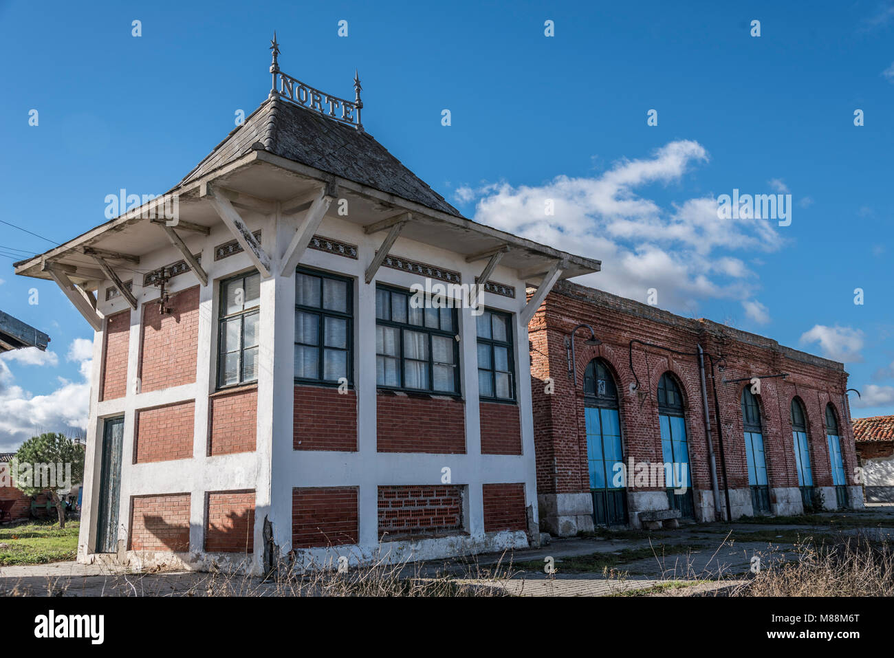 old abandoned train station Stock Photo